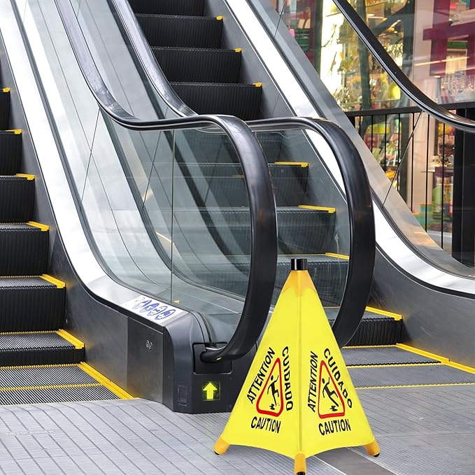10 Pcs Pop up Wet Floor Sign with Storage Tube 20 Inch Wet Safety Signs Commercial Caution Safety Cone Pop up Caution Sign for Commercial Stores Grocery Restaurant Restroom Office Use
