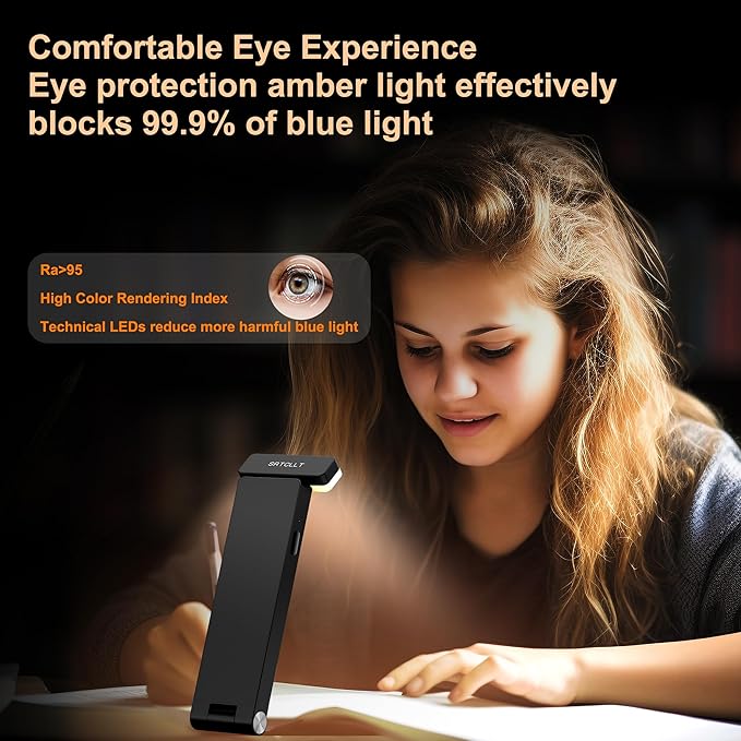 Book Lights,1500mAh Rechargeable Reading Light in Bed, 3 color Adjustable Reading Lights, 3 Brightness dimming Portable Bookmark Night Lamp, Built-in Battery Book Light, Best gift for Book lovers