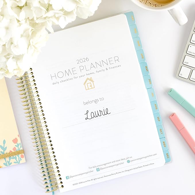 PPP Home Planner 2026 | 12-Month Weekly Calendar (Sunday Start) | Monthly Review & Seasonal Checklists | Budgeting & Savings Worksheets | Daily Bible Reading Plan | Checklists for Routines and Goals