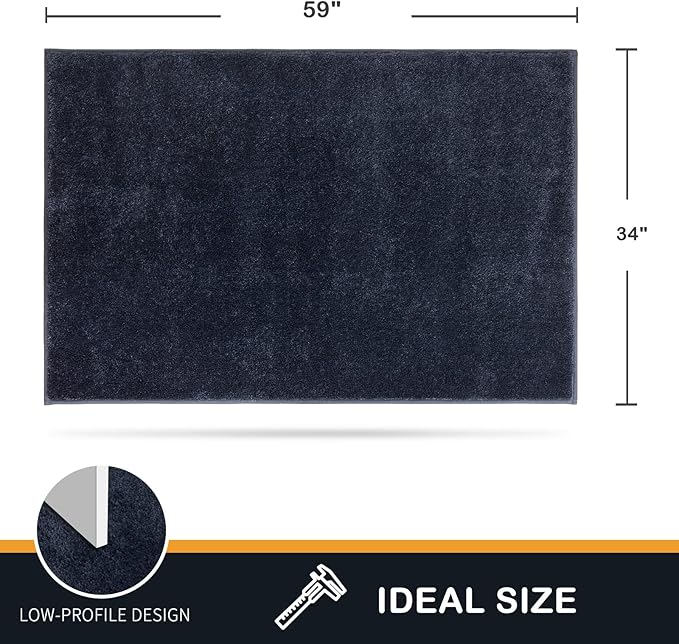 PURRUGS Dirt Trapping Door Mat 34" x 59", Non-Slip Machine Washable Entry Rug, Shoe Scraper, Dog Doormat, Super Absorbent Welcome Mat for Front & Back Door, Muddy Shoes & Paws, Navy Blue
