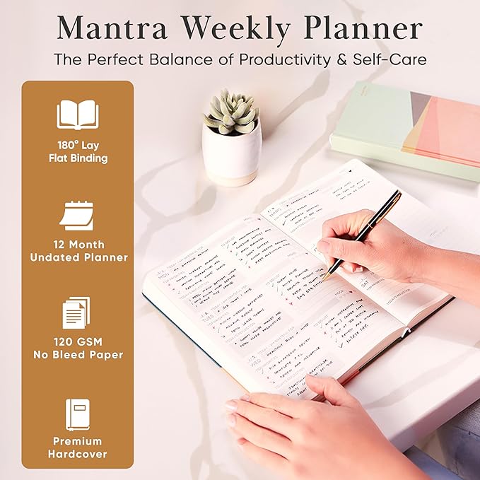 2026 Planner, Daily Journal & Gratitude Journal All-In-One with To Do List, Self Care Prompts & Habit Tracker - 7 x 10 - Orange