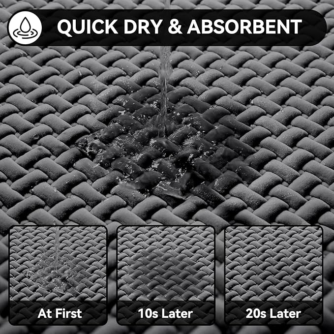 Bathroom Runner Non Slip, Extra Soft Absorbent Quick Dry Bath Mats, Foam Weave Texture Thin Bath Rugs Washable with Rubber Backing, 20" x 59“