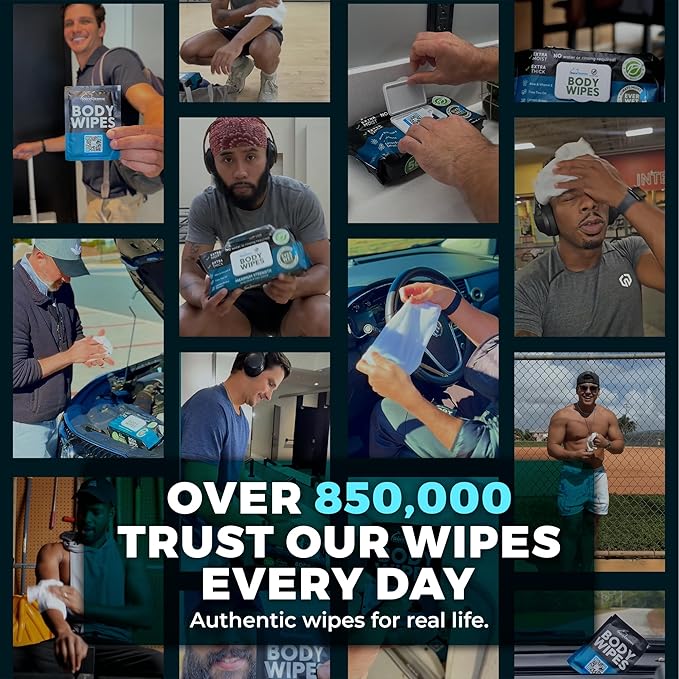 Body Wipes for Men - Maximum Cleaning Power (Ultra Clean) - 2 Pack (108 Wipes), XL No-Rinse Shower Sheets, Waterless Bathing Wipes for After Gym, Camping & Travel