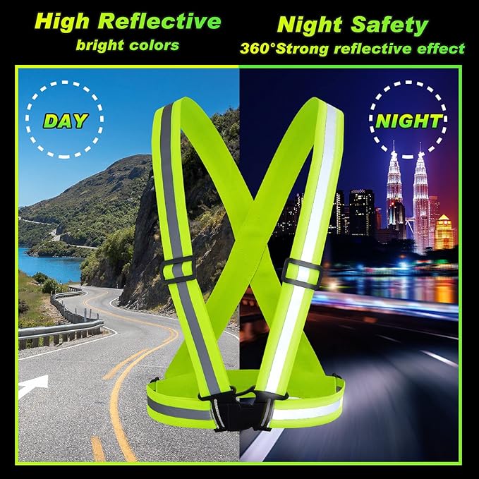 Hercicy 50 Pcs Reflective Vest High Visibility Safety Vests, Adjustable Running Gear Straps Lightweight Reflector for Construction (Yellow)
