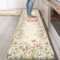 KIMODE Anti Fatigue Mats for Kitchen Floor, Farmhouse Kitchen Rugs Sets of 2, Non Slip Kitchen Mats for Floor, Cushioned Standing Mat for Sink Laundry Office Desk Beige 17"x59"+17"x29"