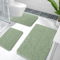 OLANLY Bathroom Rugs Sets 3 Piece, Soft Absorbent Chenille Bath Mats and U-Shaped Contour Toilet Rug, Quick Dry, Home Decor Accessories, Bath Mat Set for Bathroom (36"x24"+24"x16"+24"x20", Sage Green)