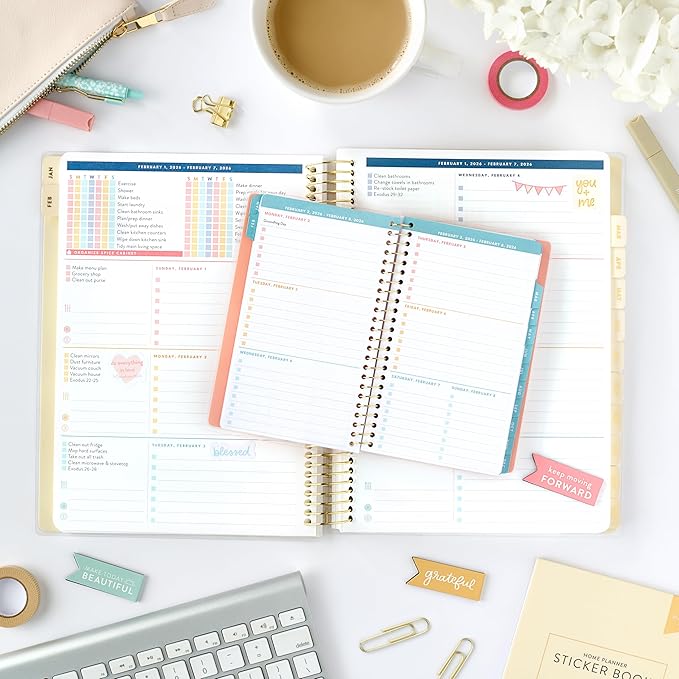 PPP Pocket Calendar 2026 (Pink Dot) | Weekly Checklists | Monthly Calendar Layout | Personal Goals | Notes Pages | Poly Laminated Cover | Twin Ring Coil Binding | Pocket-Sized 4x6.5" | Planner