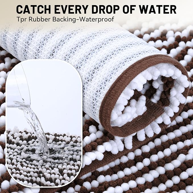 Ultra-Soft Bathroom Rug Set, 2-Piece – Absorbent, Non-Slip, Machine Washable Bath Mats for Bathroom, Shower, Sink, Kitchen （20" x 32" + 17" x 24"）