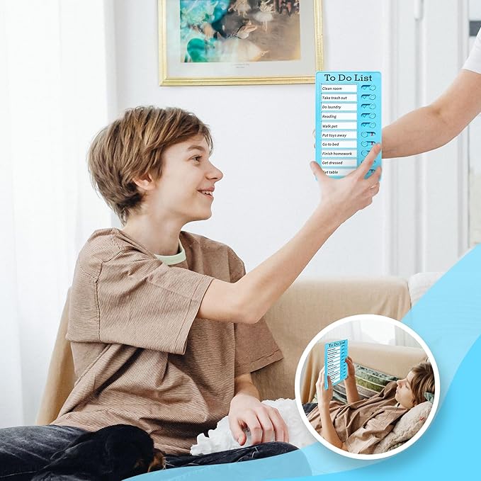 2-Piece Chores Chart for Kids - Reusable Chore List, Removable Checklist Board, Portable to Do List Visual Schedule for Multiple Kids