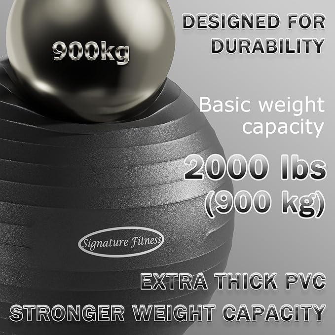 Fitvids Anti-Burst and Slip Resistant Exercise Yoga Fitness Birthing Ball with Quick Pump, 2,000-Pound Capacity, Multiple Colors and Sizes
