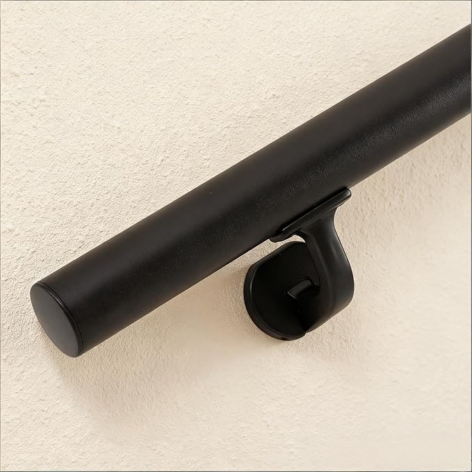 3FT Handrails for Indoor Stairs,Deck,Slope,Modern Aluminum Handrail Set, Wall Mounted, with Zink-Alloy Brackets Aluminium Railing System,Rust Free. (Matte Black, 3 FT)