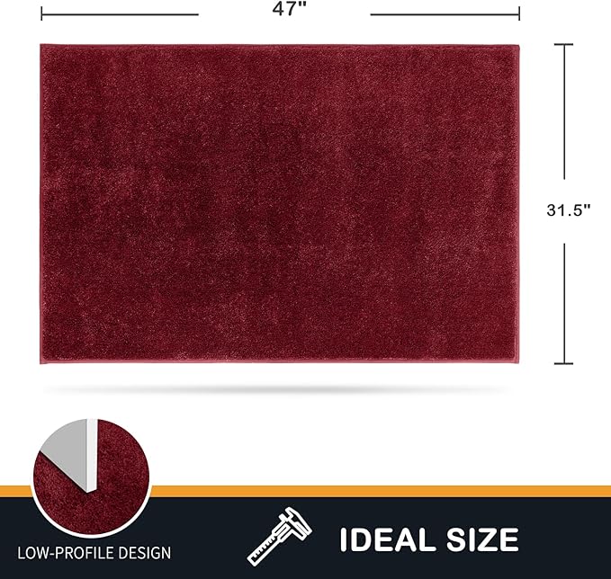 PURRUGS Dirt Trapping Door Mat 31.5" x 47", Non-Slip Machine Washable Entry Rug, Shoe Scraper, Dog Doormat, Super Absorbent Welcome Mat for Front & Back Door, Muddy Shoes & Paws, Burgundy Red