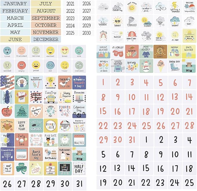 The Peanutshell Learning Calendar Wall Chart - Homeschool Supplies, Interactive Pocket Chart for Toddlers & Kids - Preschool Learning Activity Board, Circle Time Board for Classroom - Good Day