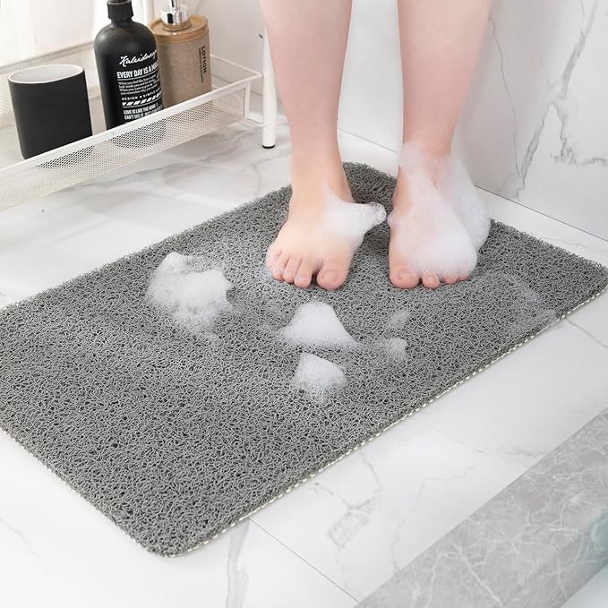 Non Slip Bathtub Mat, Anti Slip Shower Mat, Quick Drying Bath Tub Mats, Foot Scrubber Mat, Anti Slip Mat for Tub, Floor, Bathroom, Home, Kitchen, Hotel (Grey 32"x17")