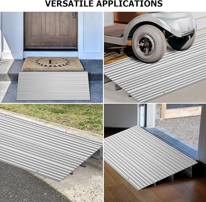 Door Threshold Ramp 3" Rise Door Ramp Aluminum Entry Ramp or Doorways Rated 800 lbs Load Capacity forWheelchair Scooters Power Chairs Walkers