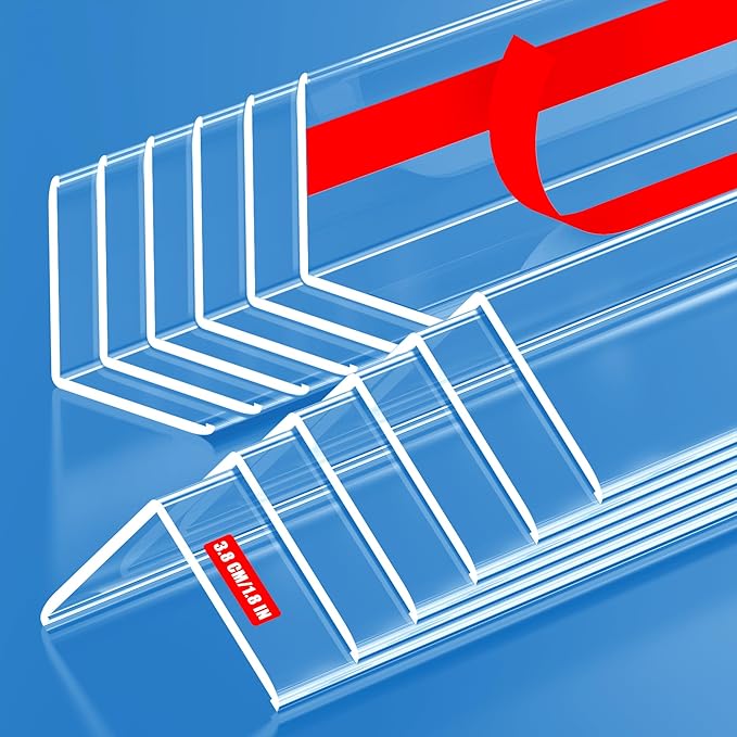 12PCS Clear Self-Adhesive Night Stand Corner Protectors，Corner Guards & Edge Protector for Wall Door Frame Cabinet Baseboard & Door, Table, Stair (16" X 1.18")