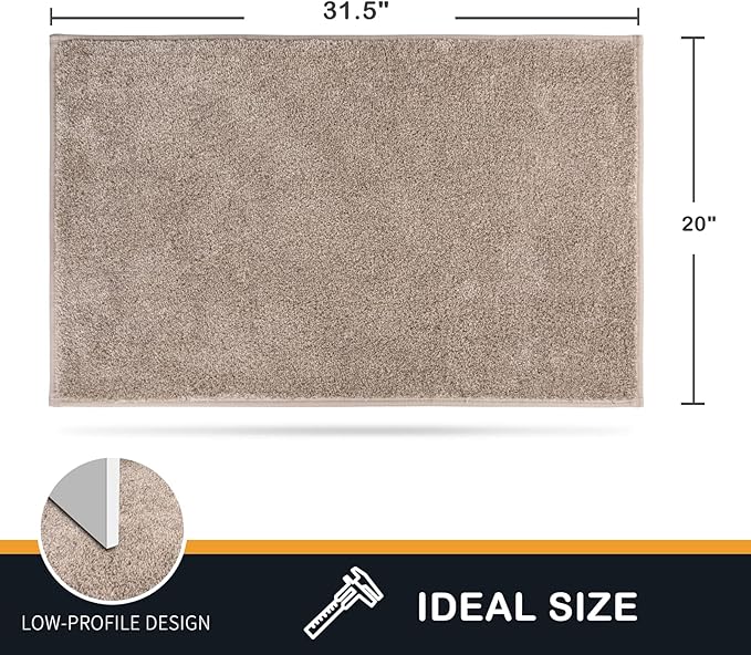 PURRUGS Dirt Trapping Door Mat 20" x 31.5", Non-Slip Machine Washable Entry Rug, Shoe Scraper, Dog Doormat, Super Absorbent Welcome Mat for Front & Back Door, Muddy Shoes & Paws, Taupe