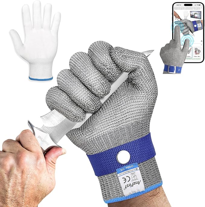 Cut Resistant Glove Food Grade, Stainless Steel Mesh Metal Knife Cutting Glove for Butcher Oyster Shucking Kitchen Mandoline Chef Slicing Fish Fillet(Size: 10/X-Large)