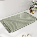 H.VERSAILTEX Waffle Bath Mat Super Absorbent Boho Bath Mat Non Slip Bath Rugs for Bathroom Floor Machine Washable Dry Fast Bathroom Rugs with Handmade Tassels, 24" x 36", Sage
