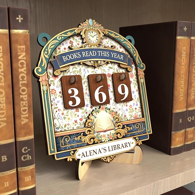 Personalized Books Read This Year Counter Sign Reading Tracker Plaque, Custom Bookish Gifts for Readers, Librarians, Teachers Bookshelf Décor for Reading Challenge, Home Library Décor