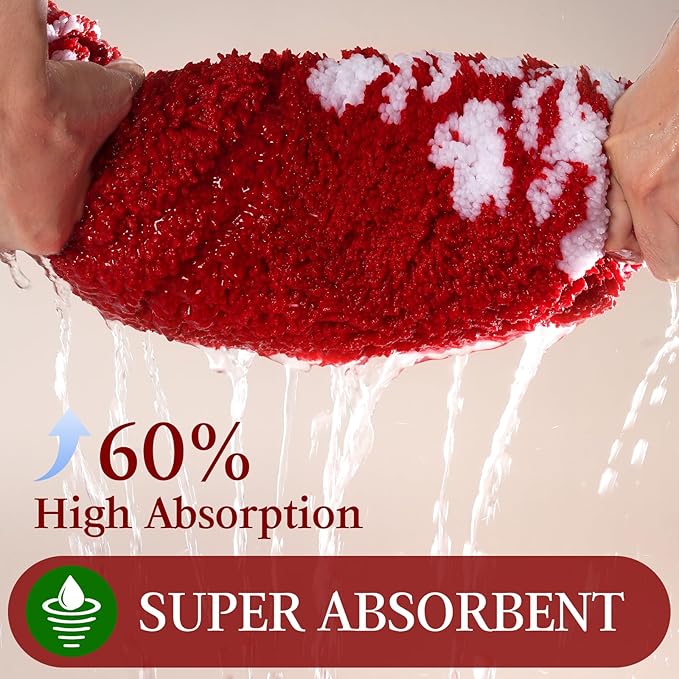 Christmas Bathroom Rug 36"x24", Extra Soft Absorbent Microfiber Thick Plush Fluffy Bathroom Rugs, Non-Slip Backing, Machine Washable Bath Rugs, Holiday Xmas Decor Indoor Bath Mats, White, Xmas Bell