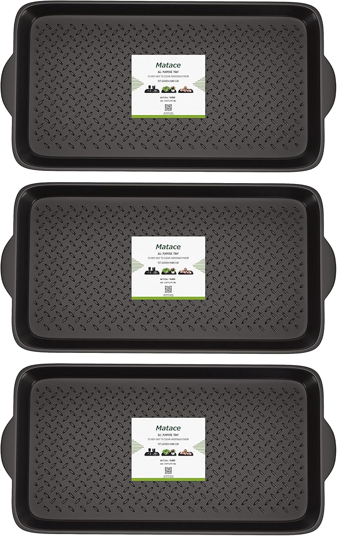 Matace 3 Pack Rubber Small Boot Tray for Entryway,Boot Mat,Shoe Tray,Shoe Mat for Indoor and Outdoor Use, 27.95"x 15.74" (Pack of 3)