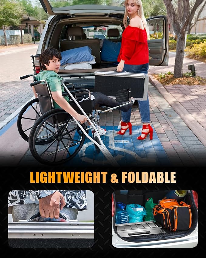 VNN Portable Wheelchair Ramp 6FT, Seamless Non-Slip Aluminum Ramps for Wheelchairs for Home, Handicap Wheelchair Ramps for Home Steps, Aluminum Loading Dock Plates, Doorways