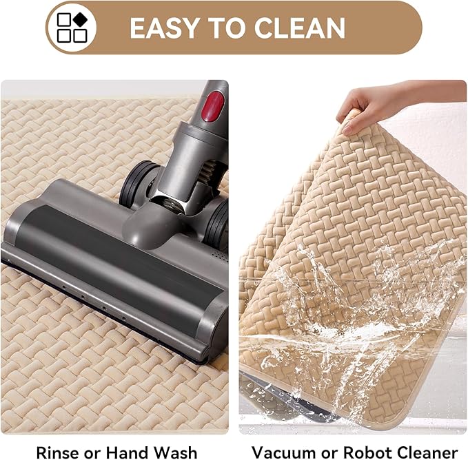 Bathroom Rugs Non Slip, Extra Soft Absorbent Quick Dry Bath Mats, Foam Weave Texture Thin Bath Rugs Washable with Rubber Backing, 24" x 48“