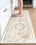 DEXI Kitchen Mats for Floor Cushioned, 23x59 Extra Large Wide Runner Rug Non Slip, Waterproof Soft Comfort Standing Padded Anti Fatigue Decorative, Light Beige