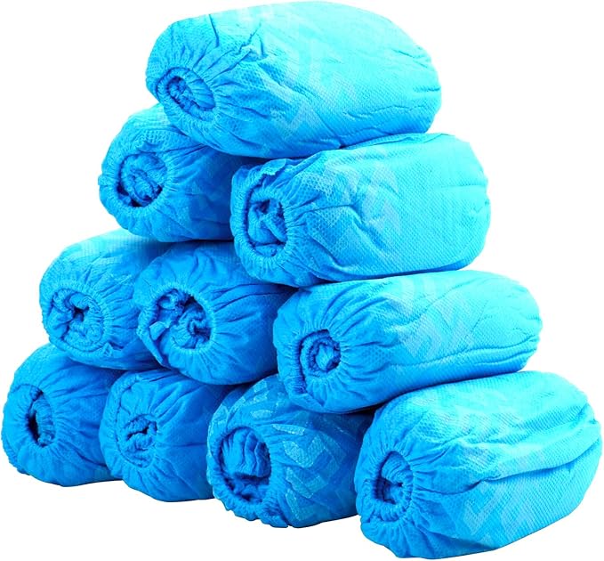 X-Large Premium 500 Pack(250Pairs) Disposable Boot & Shoe Covers - Durable, Water Resistant, non-slip, non-toxic, Recyclable, blue, stretchable fits US Men Size 11 and UP