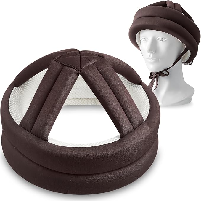 Woanger 1 Pcs Anti Fall Elder Head Safety Helmet for Adults Special Needs Thick Soft Protective Hat Adjustable Seniors Fall Prevention Head Protection Cap Elderly Helmet for Injury(Coffee)