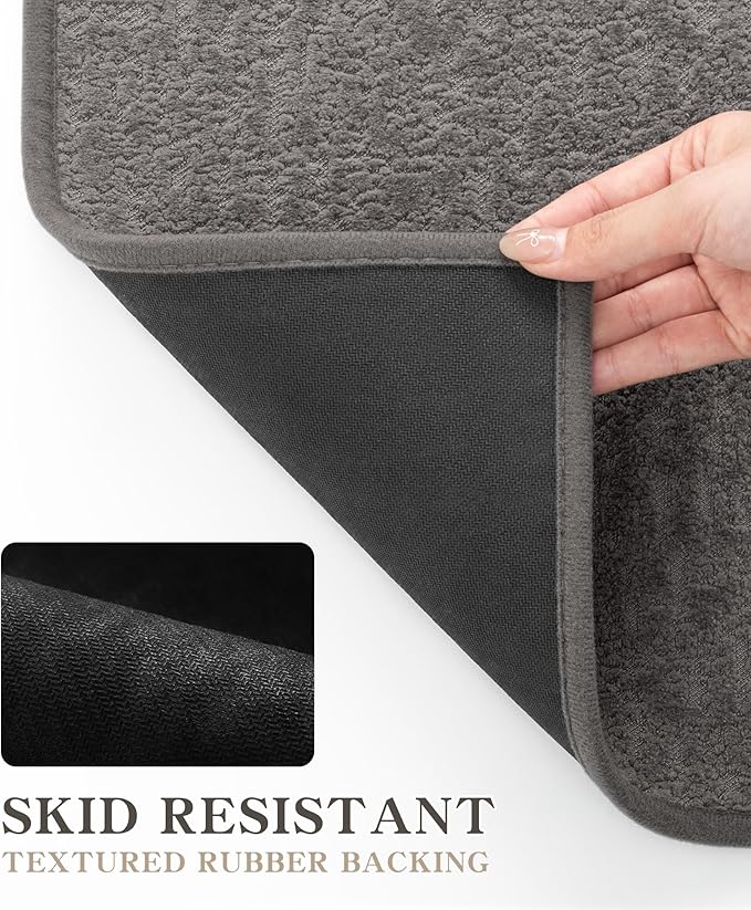 chakme Bathroom Rugs Mat U-Shaped 24x17, Ultra Thin Non Slip Bath Mat Small Quick Dry Absorbent Bath Mat for Bathroom Floor, (Grey, U-24"x17")