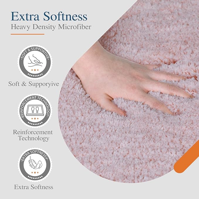Walensee Large Bathroom Rug (24 x 72, Dusty Pink) Extra Soft and Absorbent Shaggy Bath Mat Machine Washable Microfiber Non Slip Luxury Floor Mat