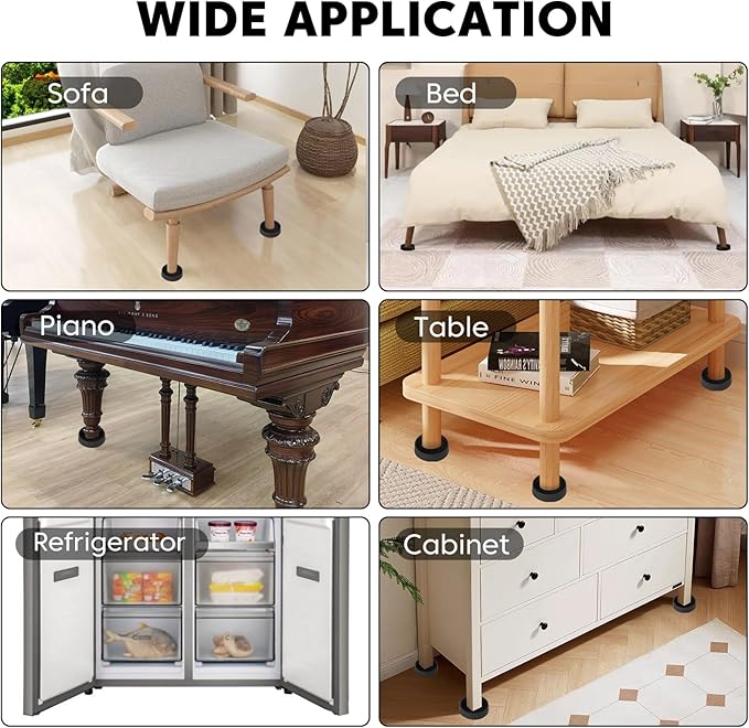 Non Slip Furniture Pads for Hardwood Floors - 8 PCS 2"x2" Rubber Feet for Furniture,Couch Leg Floor Protector for Bed Sofa Table and Chair Stopper (Black,Round)