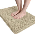 LOCHAS Luxury Bathroom Rug Shaggy Bath Mat 20 x 30 Inch, Washable Non Slip Bath Rugs for Bathroom Shower, Soft Plush Chenille Absorbent Carpets Mats, Beige