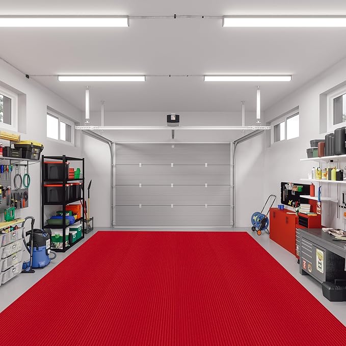 Ottomanson 6'6" x 39' Hallway Runner with Scraper Pile Extra Durable Non-Slip Rug Mat for Indoor & Outdoor Use - Ideal for Kitchen, Entryway, Patio & Garage - High-Traffic Carpet, Red