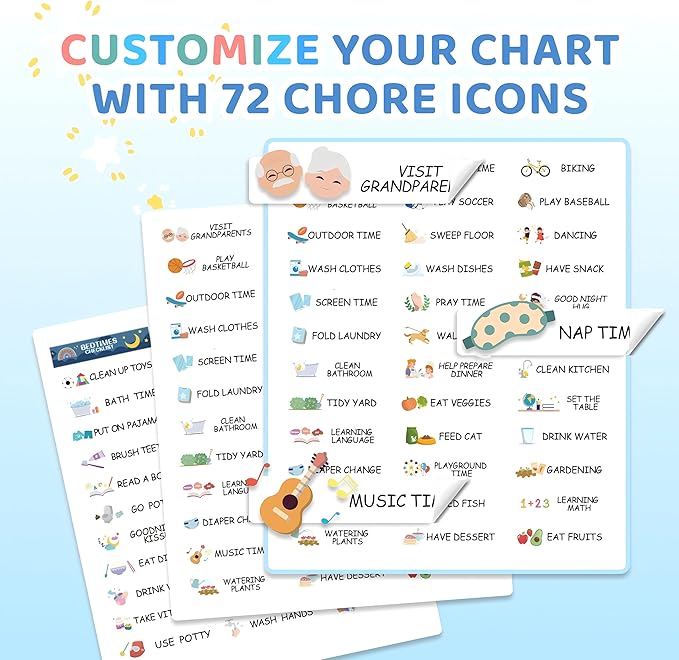 3 in 1 Bedtime/Morning/Weekly Astronaut Routine Chart for Kids, Magnetic Chore Chart for Toddlers, Visual Schedule for Kids Toddlers Schedule Board for Home