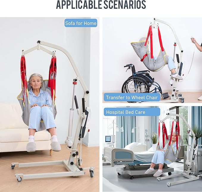 Careboda Electric Patient Lift, Medical Transfer Lifts for Seniors with Sling, Sit to Stand Lift for Elderly, Full Body Transfer Lift Chairs for Bed, Car, Wheelchair and Floor, 510LBS Weight Capacity