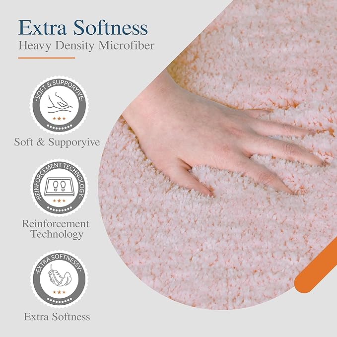 Walensee Large Bathroom Rug (24 x 60, Blush) Extra Soft and Absorbent Shaggy Mat Machine Washable Microfiber Non Slip Luxury Floor Mat