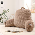 Reading Pillow for Sitting in Bed, Large Backrest Reading Pillow with Arm Rest,Back-Rest Support Cushion for Sit Up on Couch, Sofa, and Floor, Dorm Essentials (Khaki Flannel, Standard(17inch))