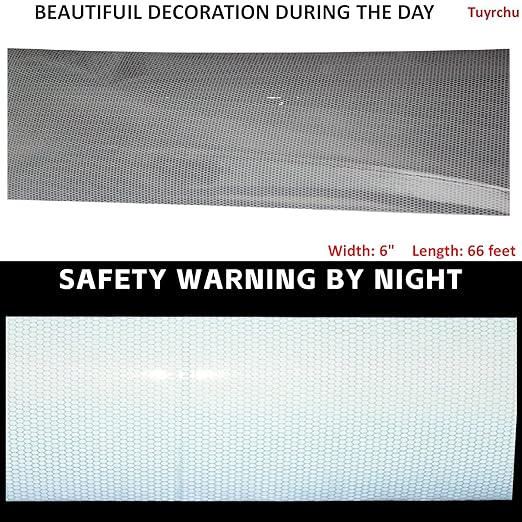 Silver Reflective Tape Outdoor Waterproof 6 inch, High Visibility Hazard Conspicuity Safety Industrial Marking Tape (66 feet)