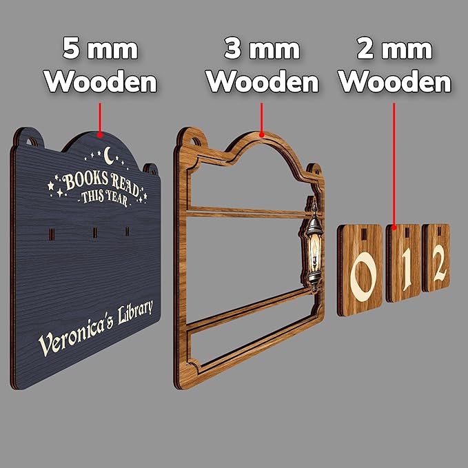 Personalized Book Tracker Sign, Custom Books Read This Year Counter, Book Lover Gift for Teachers, Women, Librarians, Readers, Wooden Hanging Library Decor, Bookshelf Accessories for Wall & Table