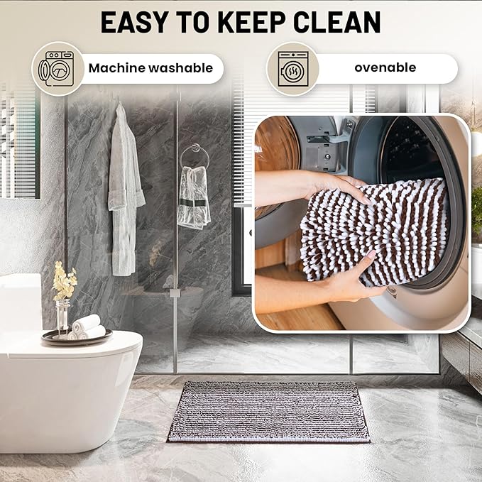 Ultra-Soft Bathroom Rug Set, 2-Piece – Absorbent, Non-Slip, Machine Washable Bath Mats for Bathroom, Shower, Sink, Kitchen （20" x 32" + 17" x 24"）