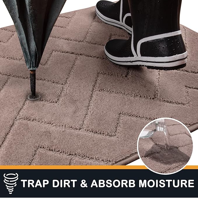 PURRUGS Dirt Trapping Door Mat 24" x 59", Non-Slip Machine Washable Entry Rug, Shoe Scraper, Dog Doormat, Super Absorbent Welcome Mat for Front & Back Door, Muddy Wet Shoes & Paws, Grayish Brown