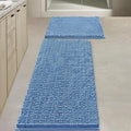 BOANKODU Bathroom Rugs Sets 2 Piece，47X16+16X24Inch，Absorbent Non-Slip Very Soft Chenille Mat,Machine Washable（Fog Blue）