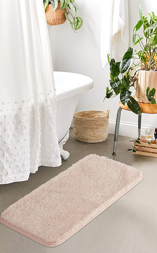 Suchtale Large Soft Bath Mat - Extra Absorbent Shaggy Microfiber Mat (24 x 40, Dusty Pink) - Machine Washable, Non Slip, Rubber Back
