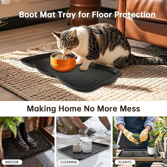 Boot Tray for Entryway, 3 Pack Waterproof Shoe Trays for Indoor Outdoor Use 30"x15" Durable Shoe Mat with Raised Edge, Non-Slip Tray for Boots, Pets, Garden & Muddy Shoes