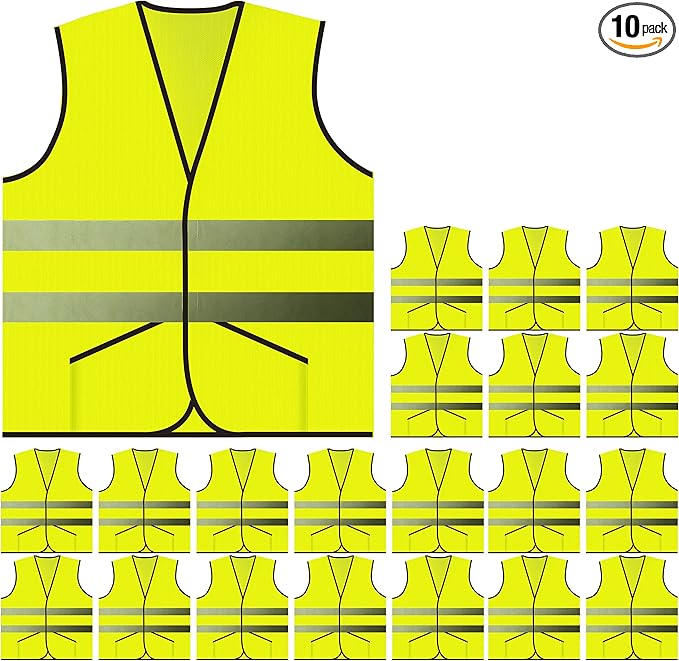 PeerBasics Pocket Safety Vest Bulk Pack Reflective High Visibility Men Women