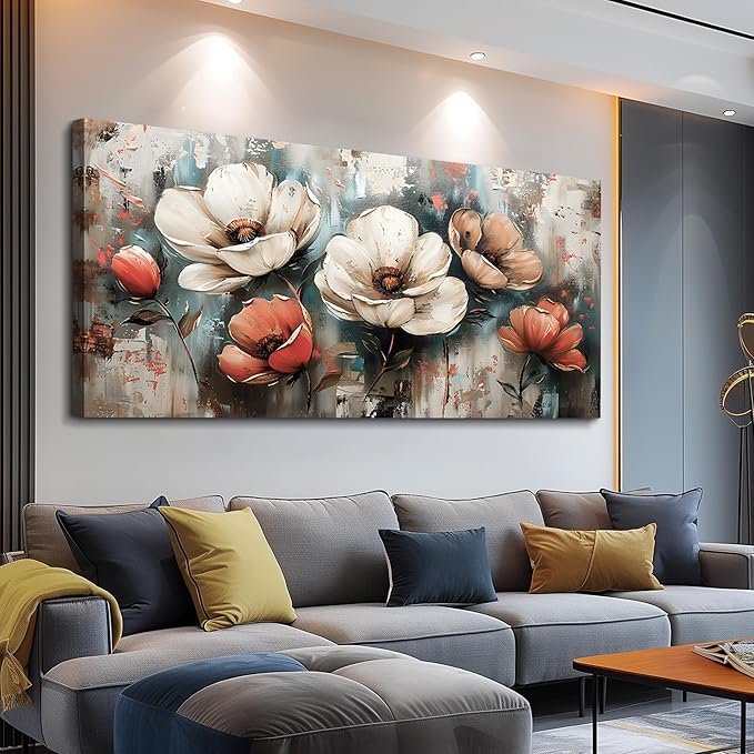 FUHAIHUA Canvas Wall Decor For Bedroom Wall Art For Living Room Office Decorations Boho Wall Paintings Flowers Landscape Pictures Artwork Aesthetic Posters kitchen Home Decor Ready To Hang 20x40 In