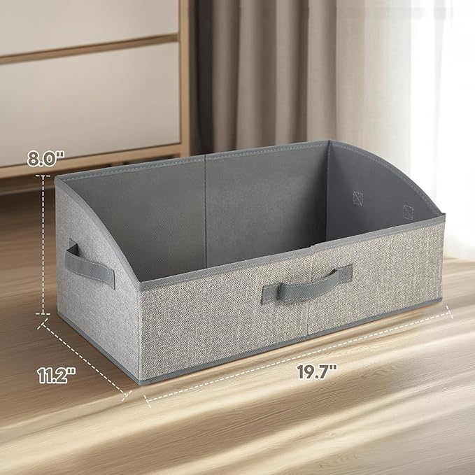 DAYARD Fabric Bins [1-Pack], Trapezoid Storage Bins with Handles, Foldable Baskets Storage Boxes for Shelves, Closet, Bookshelf, Organizer Containers, 20 x 11 x 8 inch Grey